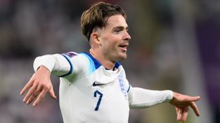 Jack Grealish of England celebrates after scoring their team's sixth goal