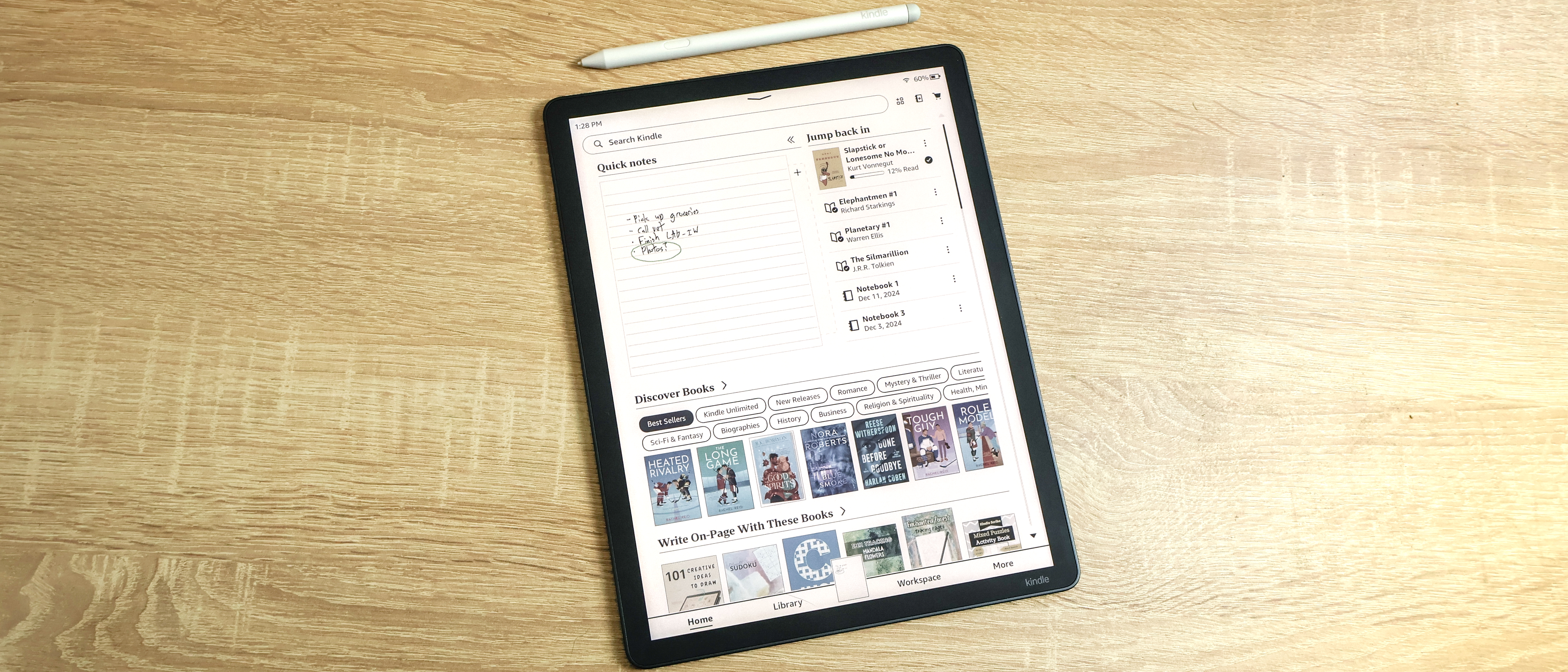 Kindle Scribe Colorsoft review unit in action
