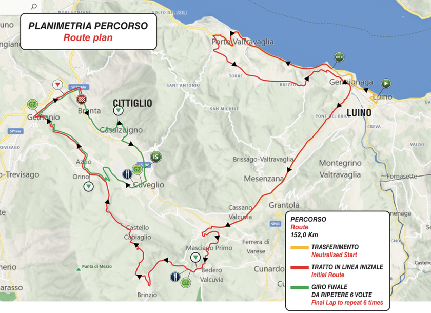 2025 route map for Trofeo Alfredo Binda-Comune di Cittiglio