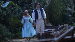 Ariel and Eric walk through trees in The Little Mermaid