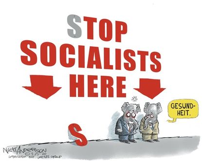 Political Cartoon U.S. Top socialist GOP stimulus check approved