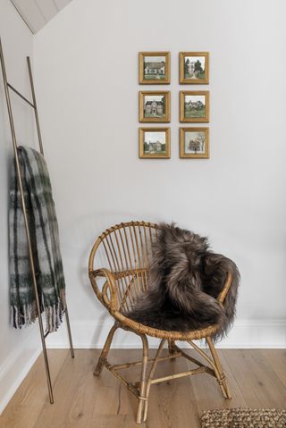 vintage bamboo chair in a guest room