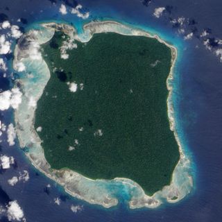 North Sentinel Island seen from a NASA satellite on Nov. 20, 2009.