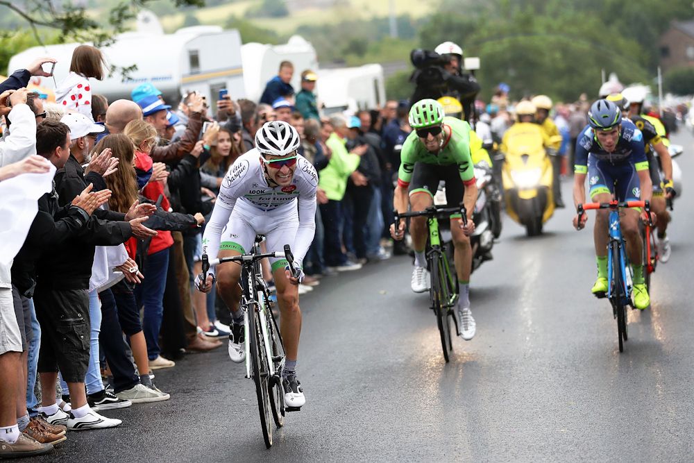 Laurent Pichon of France and Fortuneo-Oscaro attacks from the breakaway group on stage two of the 2017 Tour de France