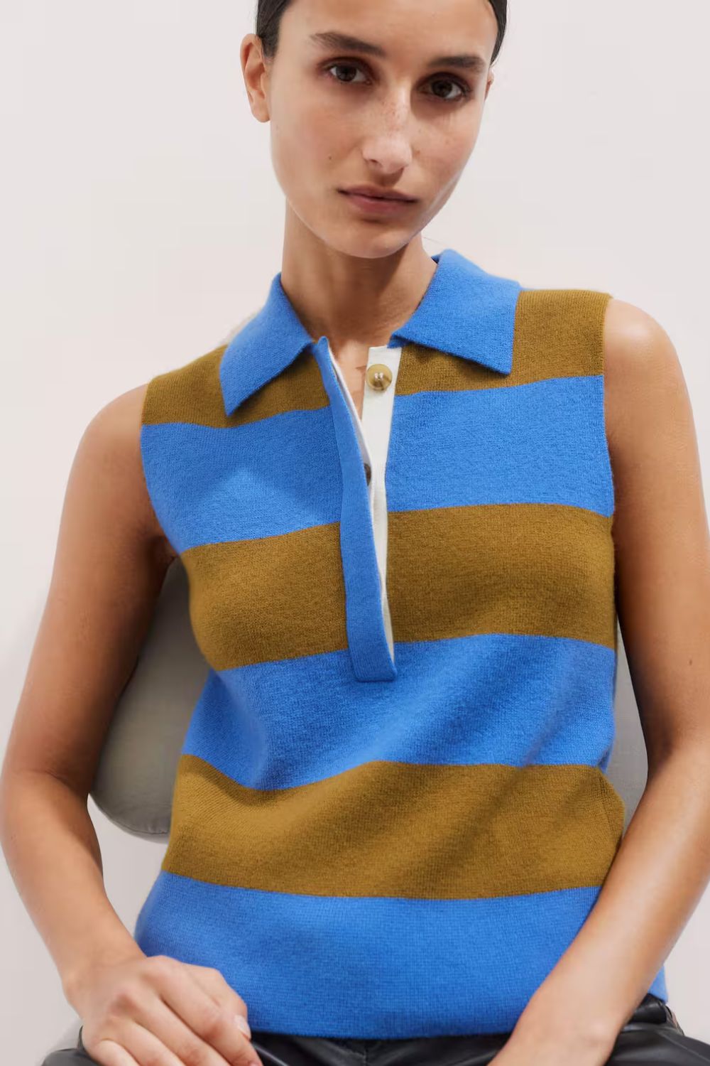 ME+EM Merino Cashmere Rugby Stripe Vest