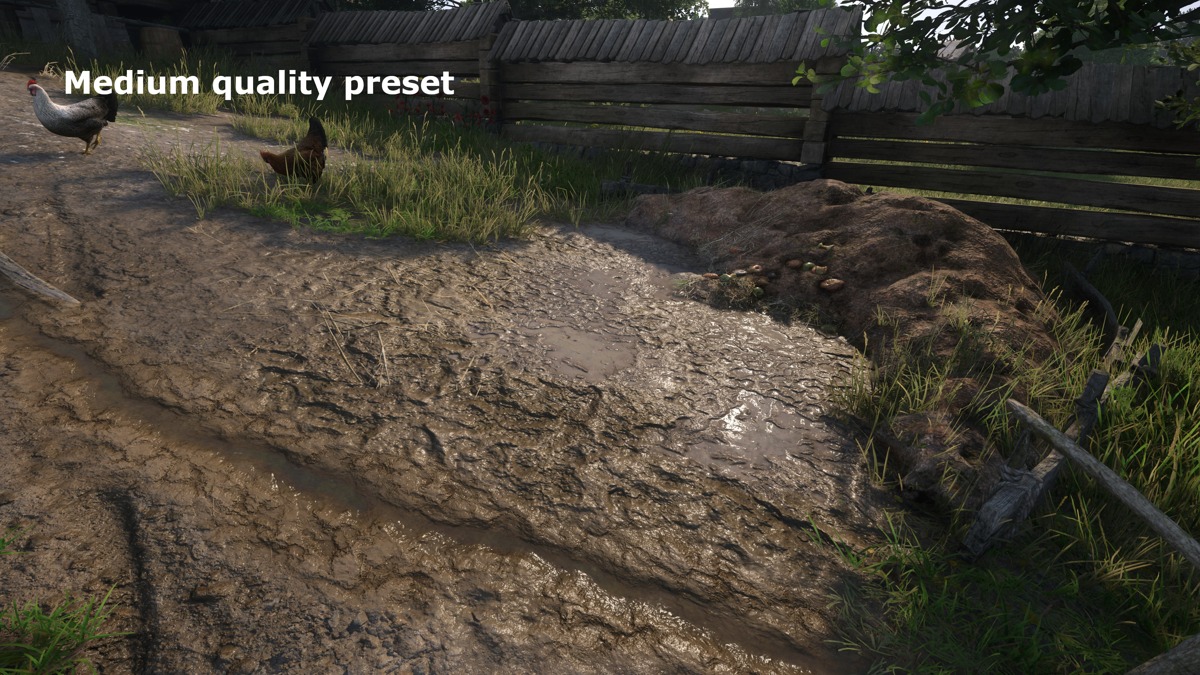 A screenshot from Kingdom Come: Deliverance 2 showing the graphics using the Medium quality preset