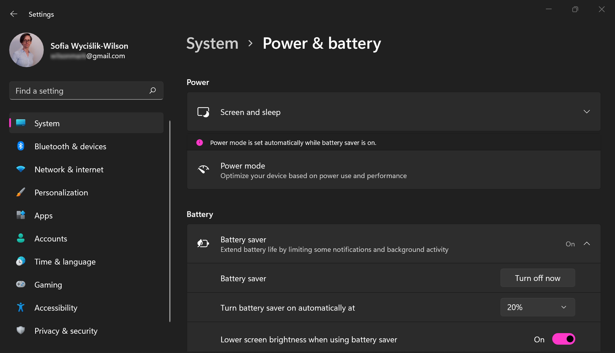 Windows 11 Power & battery screenshot