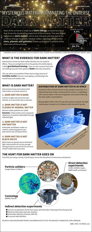 Astronomers know more about what dark matter is not than what it actually is. See what scientists know about dark matter in this SPACE.com infographic.