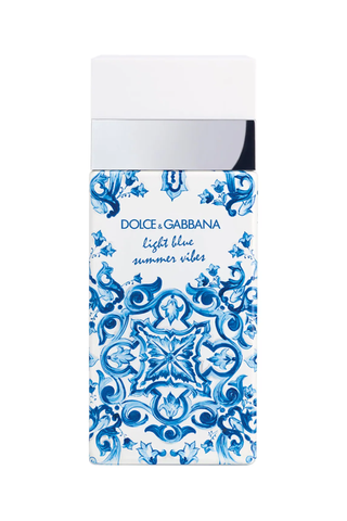 A bottle of Dolce & Gabbana perfume against a white background.