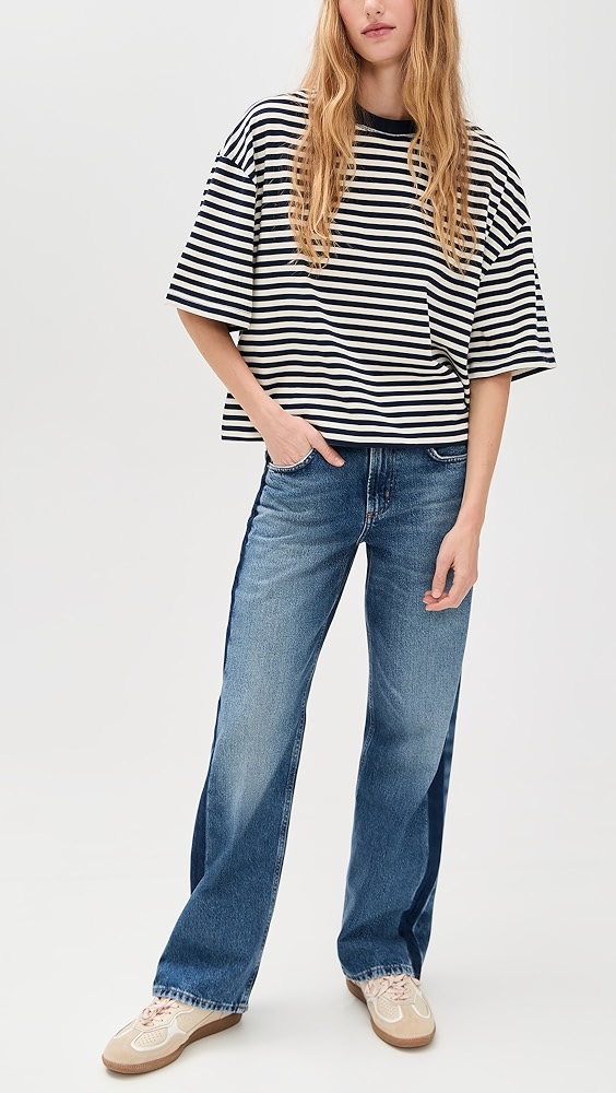 Citizens of Humanity Lindz Low Rise Easy Straight Jeans With Tuxedo Stripe