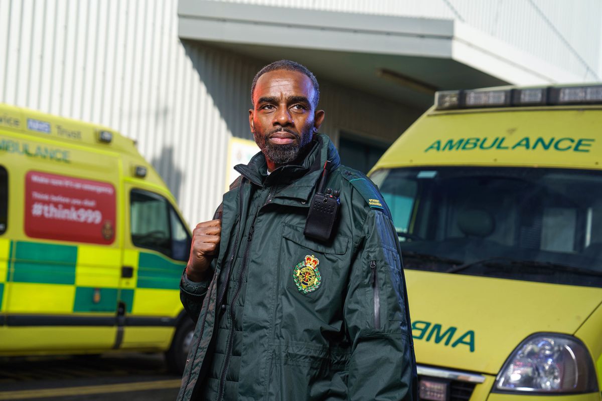 Charles Venn as Jacob Masters in his paramedic uniform.