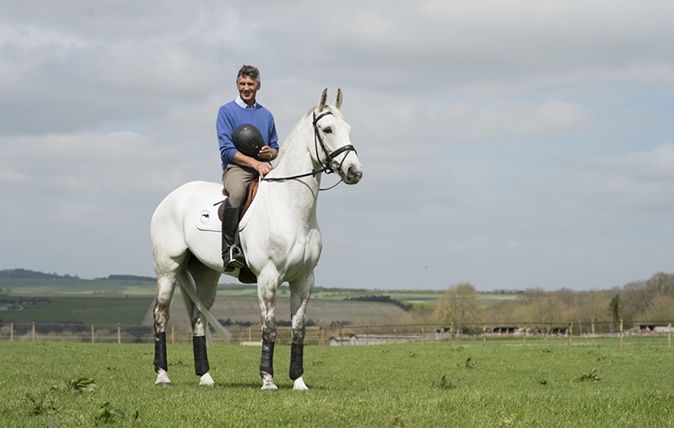 Andrew Nicholson and Avebury at home at Westwood Stud. Credit: Edward Whitaker/Racing Post Books