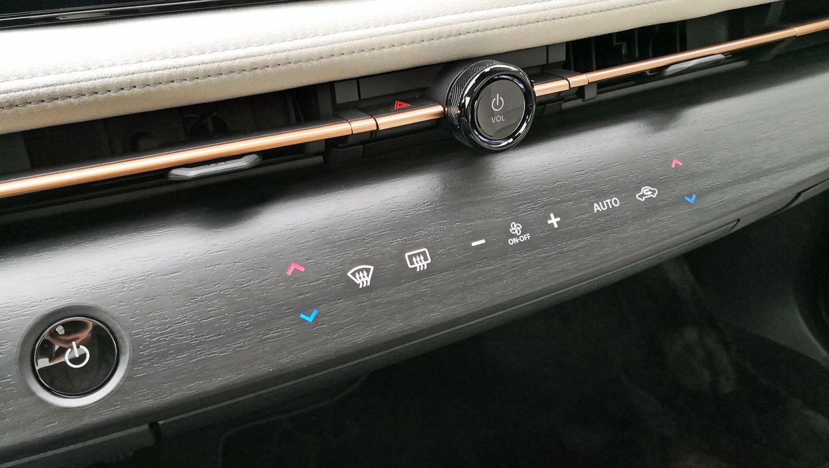 Close-up of climate controls on Ariya EV