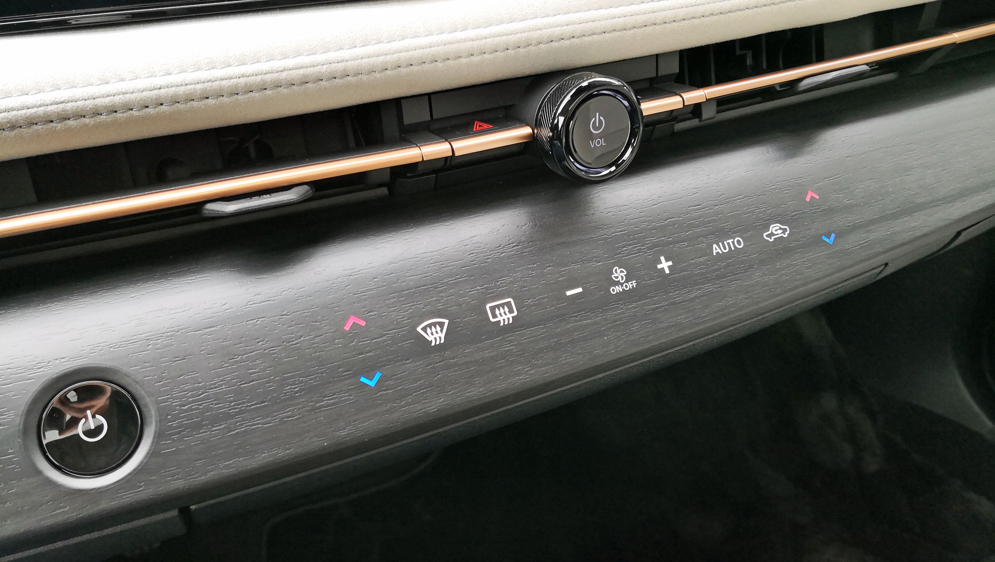 Close-up of climate controls on Ariya EV