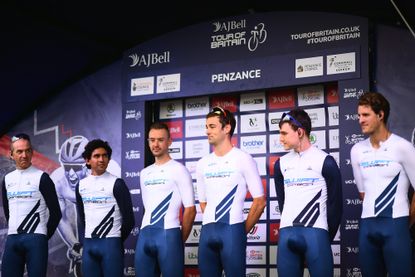 Alex Peters (second from left) at the 2021 Tour of Britain