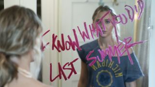 Madison Iseman in I Know What You Did Last Summer series, writing on mirror