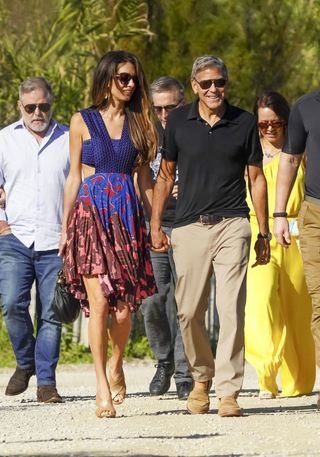 Amal Clooney wears peep toe shoes