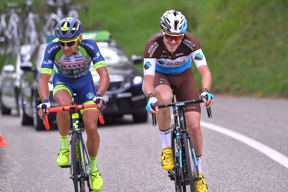 Marco Minnaard (Team Wanty-Groupe Gobert) and Alexis Gougeard (AG2R La Mondiale) in the stage 1 breakaway at romandie