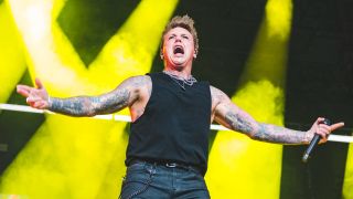 Jacoby Shaddix shouting on stage