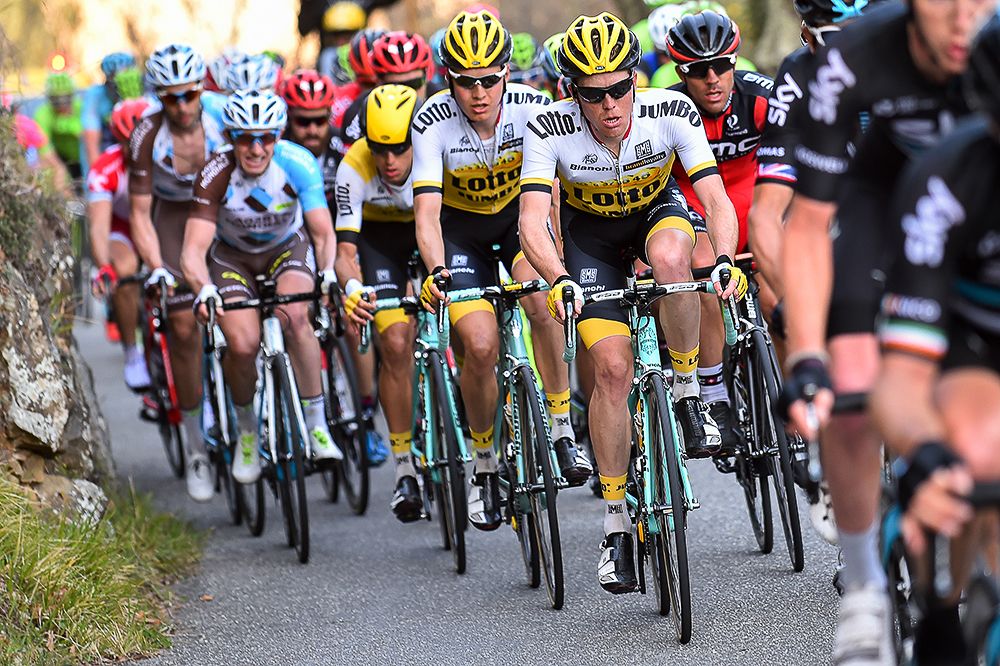 Steven Kruijswijk leads LottoNl-Jumbo during stage 6.