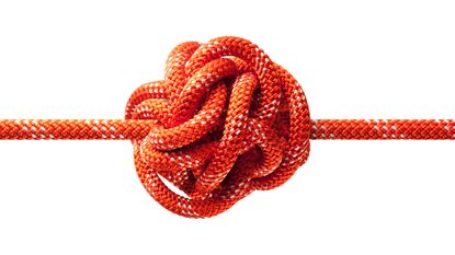 A rope with a big tangled knot.