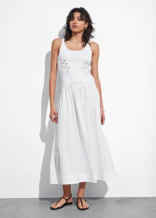 Embroidered Tank Midi Dress