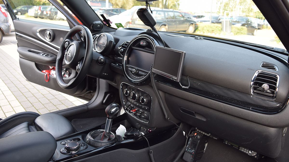 A monitor in the front and rear of the car enables video footage of the race