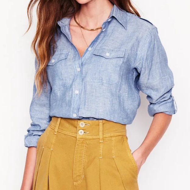 Boden Longline Linen Chambray Shirt 