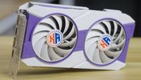 A close up of the RTX 4080M, a modded GPU unoficially released that combines laptop and desktop components of Nvidia's RTX 4080 cards.