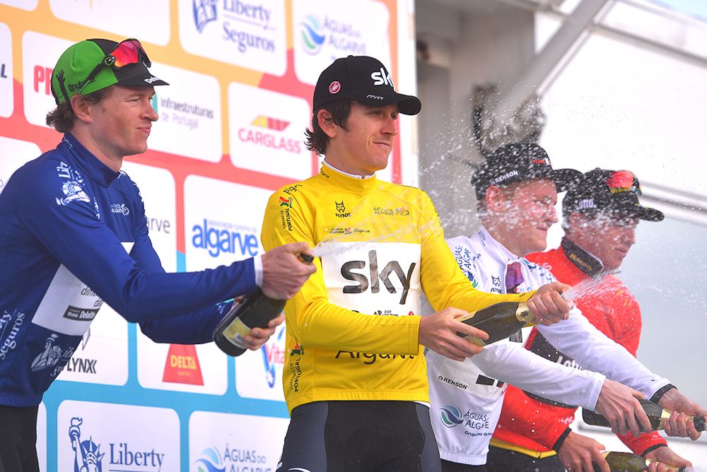 Geraint Thomas in yellow after stage 4 at the Volta ao Algarve