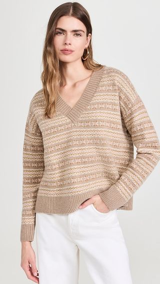 Faherty Highland Fair Isle V Neck Sweater