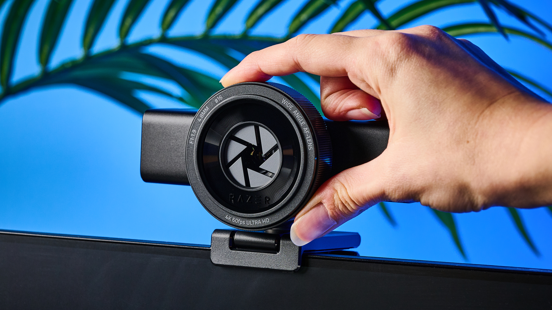 A black Razer Kiyo V2 Pro 4K webcam