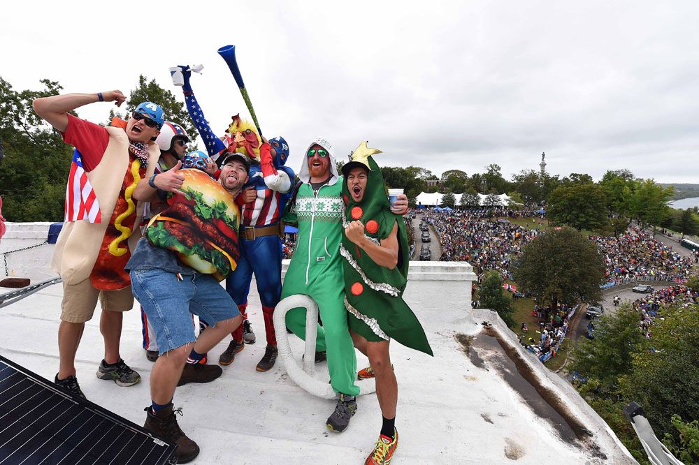 Captain American with friends out cheering in Richmond