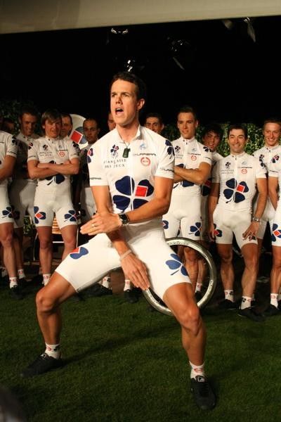 Surely not! Gudsell performs a traditional Maori Haka on behalf of the team.