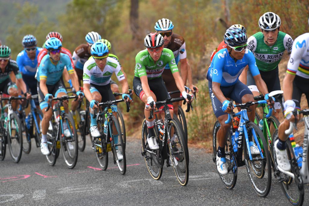 Tadej Pogacar in the points jersey
