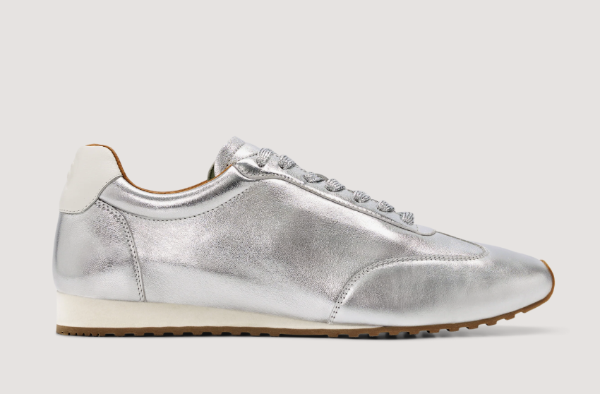 Bared Footwear, Gavia Silver Leather Sneakers