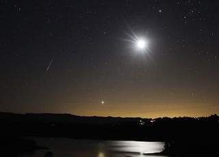 Amazing photo of a Perseid meteor, Jupiter, Venus and the moon by Matthew Henderson.