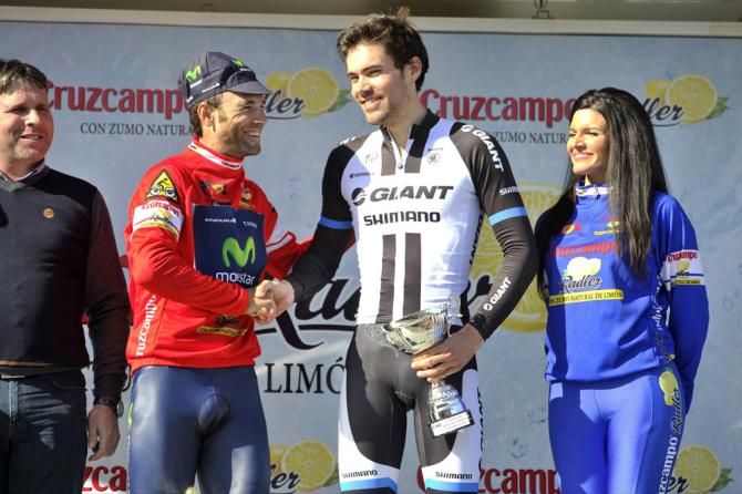 Ruta del Sol prologue winner Alejandro Valverde (Movistar) on the podium with runner-up Tom Dumoulin (Giant-Shimano)