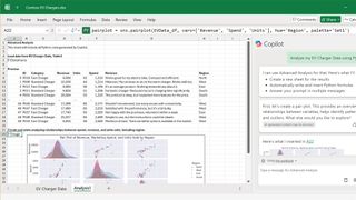 Microsoft Excel showing data analysis in Python.