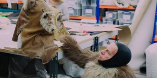 Warwick Davis puts on Wicket costume Star Wars: The Rise of Skywalker featurette