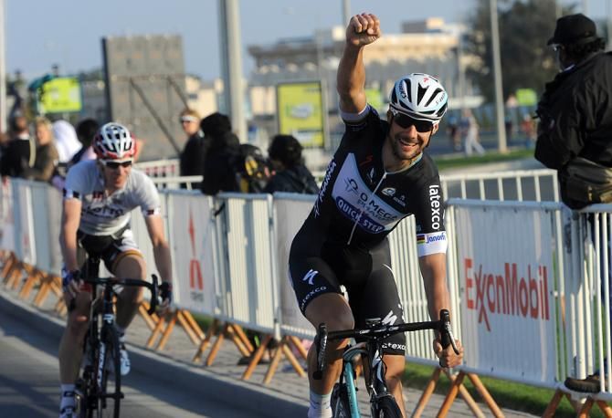 Tom Boonen (Omega Pharma-Quickstep) takes his first victory of 2014 and number 21 at the Tour of Qatar