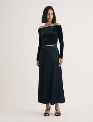 Black Milo Midi Skirt