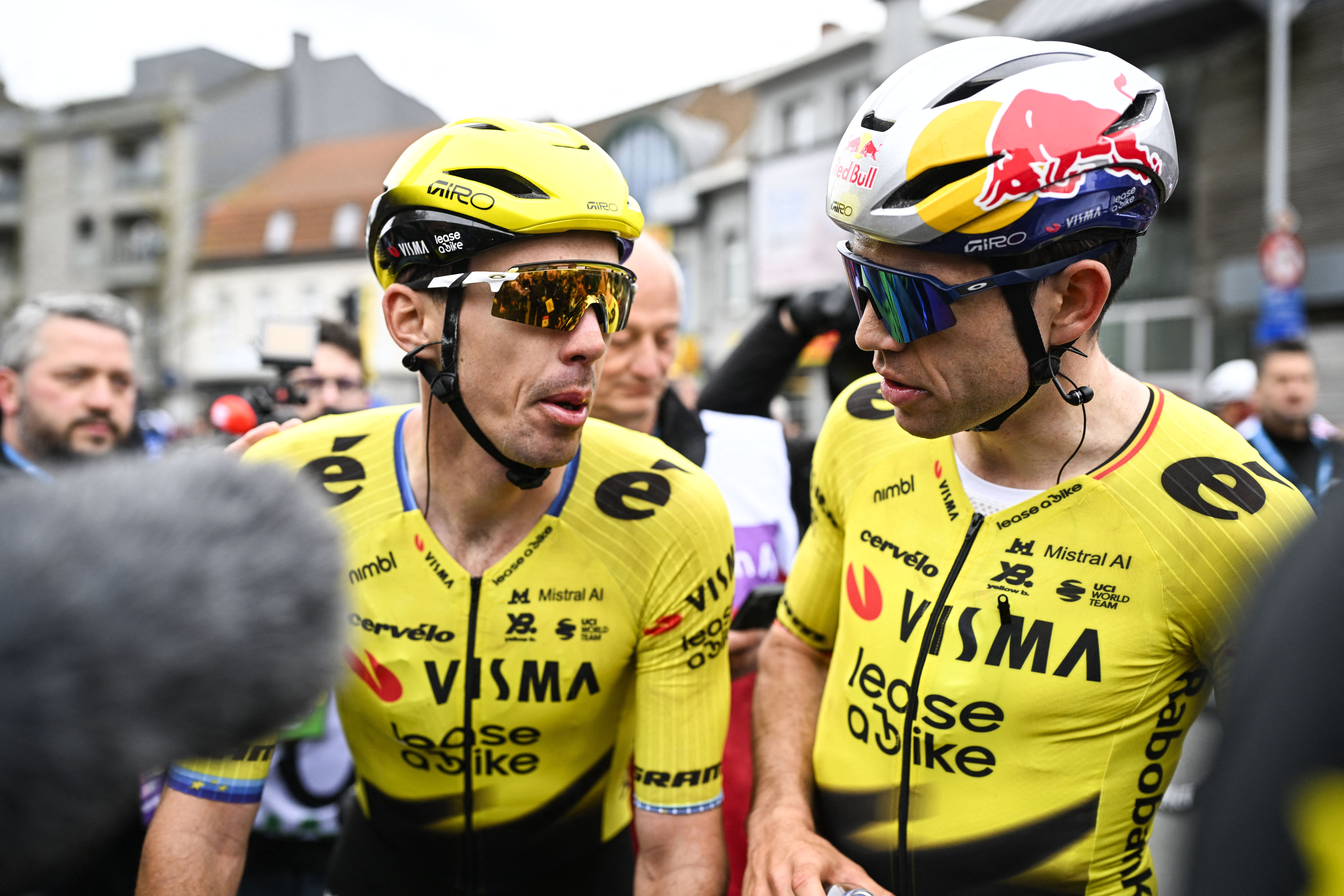 Van Aert and Laporte at the finish of In Flanders Fields