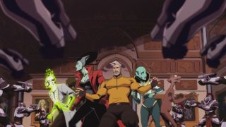 The Creature Commandos being held at gunpoint in their self-titled Max series