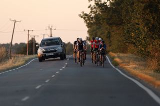 A group of cyclists on a bike ride together