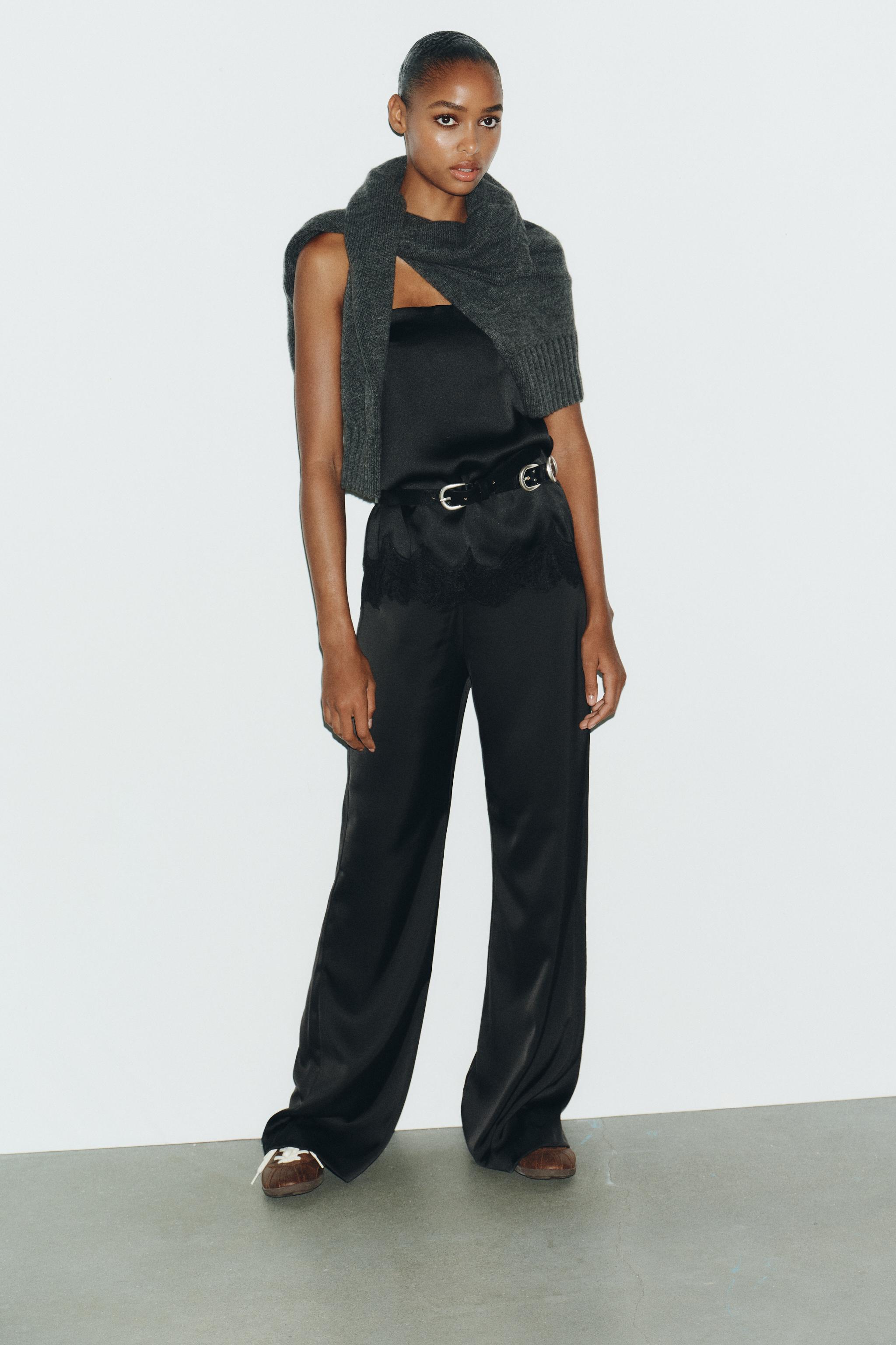 High-Waisted Satin Pants