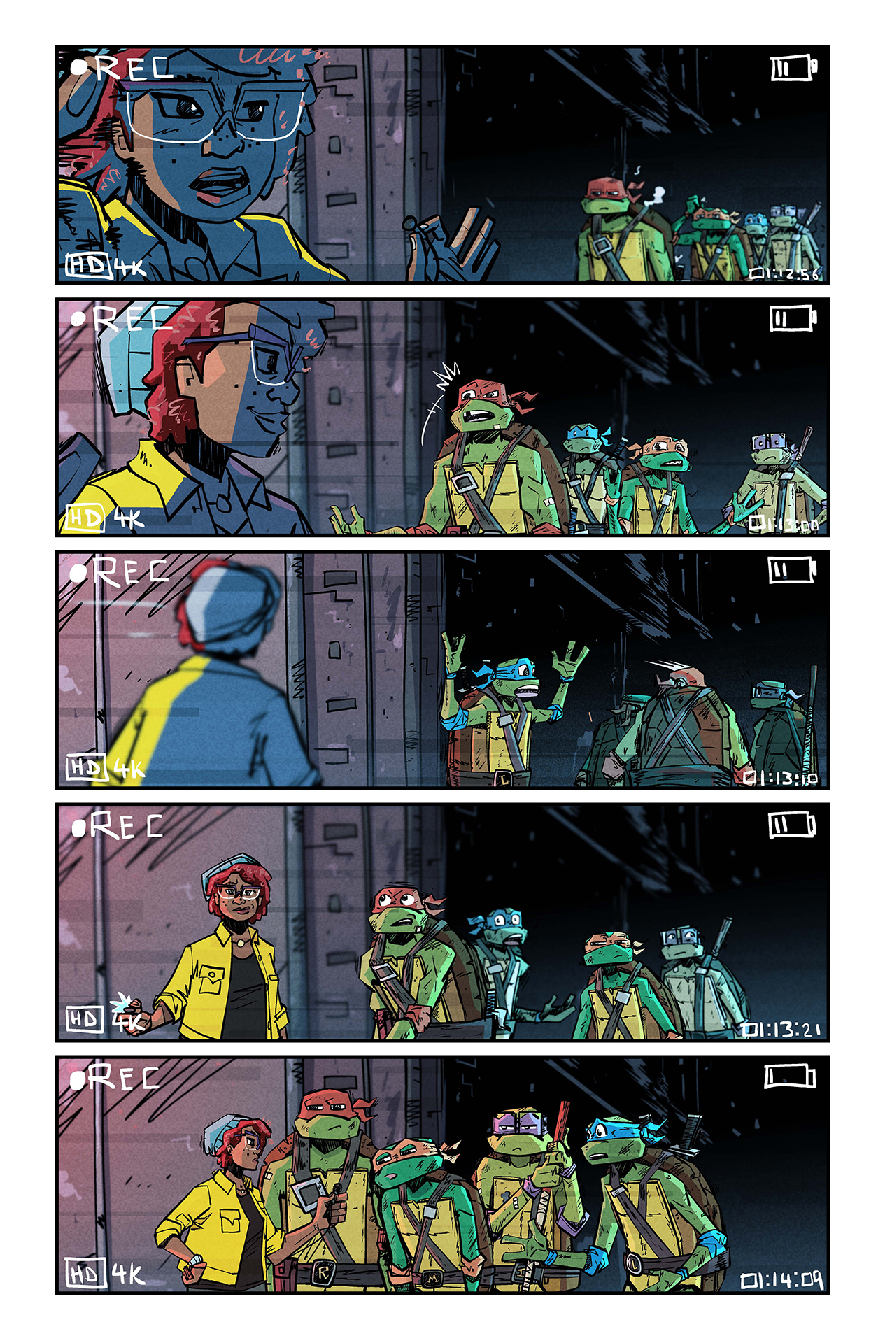 April O'Neil filming with the TMNT