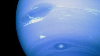 storm on Neptune and white clouds