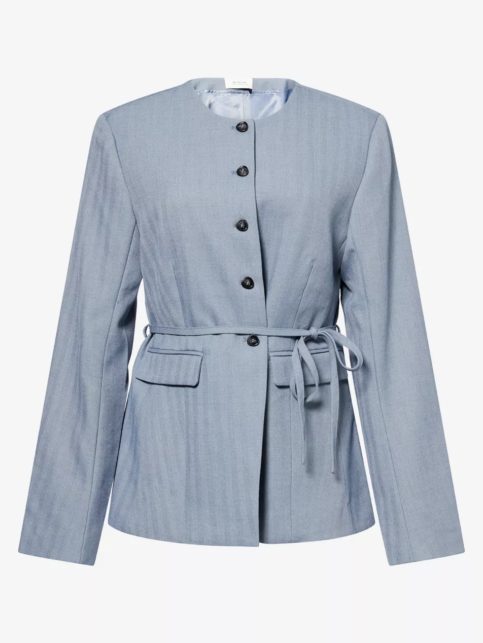 Peyton Collarless Woven Blazer - 4