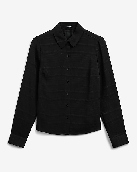 Express, Sheer Poly Striped Portofino Shirt